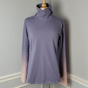 CALIA‎ Purple Pink Ombre Sleeve Turtleneck Pull Over Athleisure Performance Top